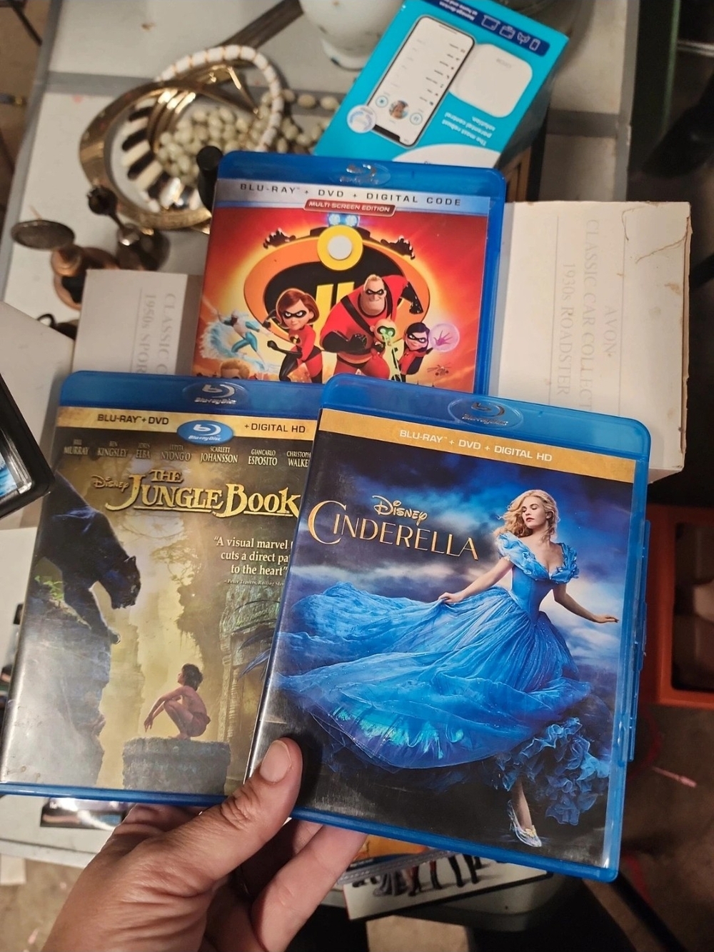 Disney Blu-ray Movie Storage Cases in Bright Blue All 3